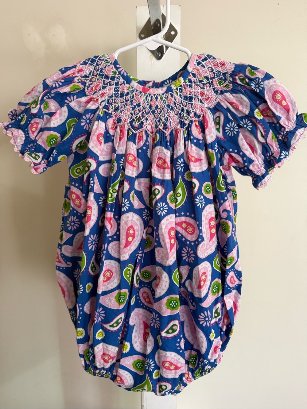 New Smocked Paisley Bubble Romper